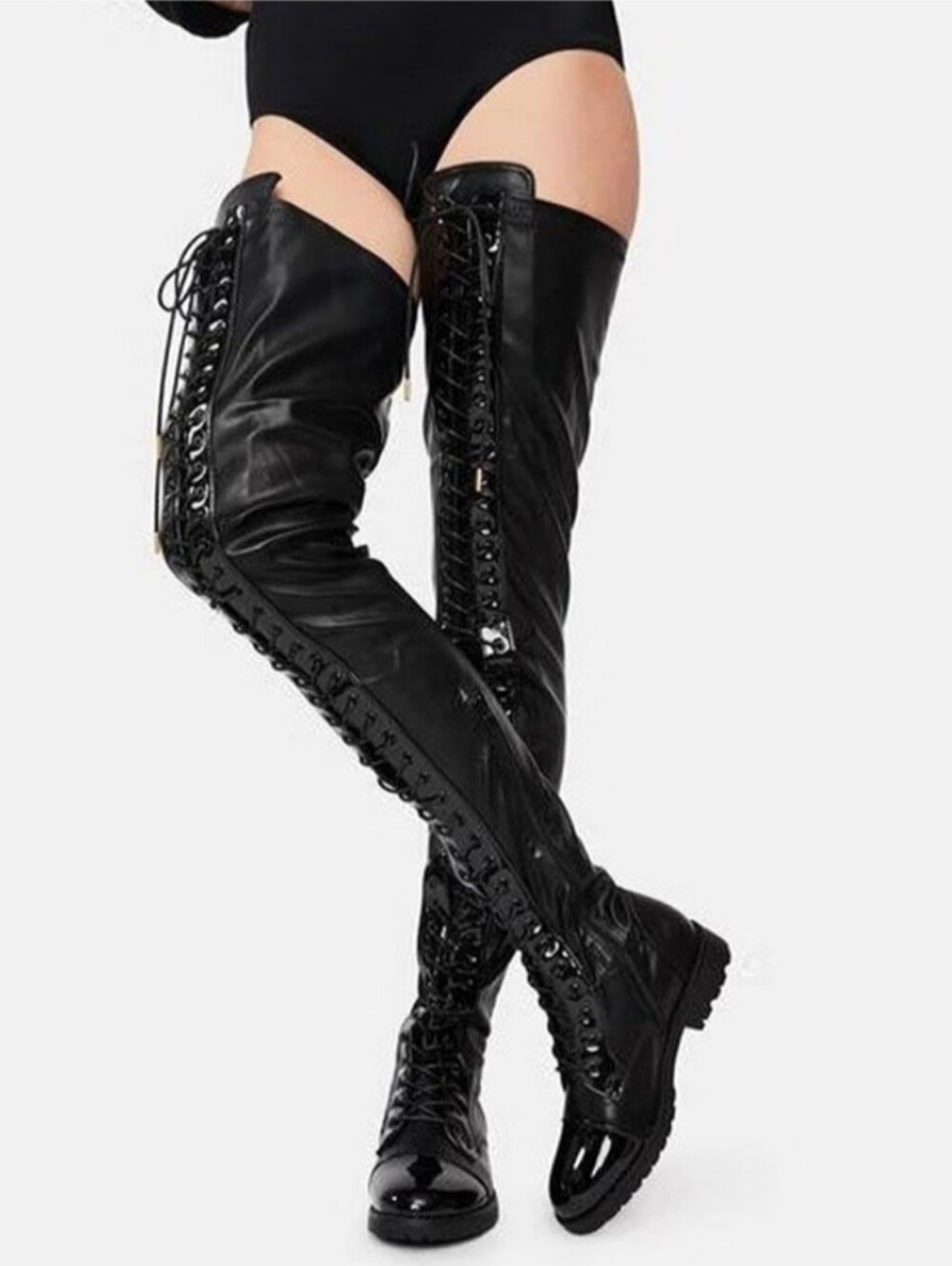 Azalea Wang Black Modern Knee-High Over Knee High Thigh High Boots Size 8.5